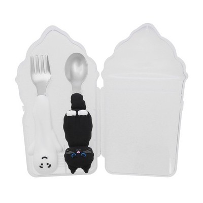 Starbucks Japan Halloween 2025 Cutlery Set with Case: Cat and Ghost