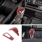 For Dodge Ram 1500 2021-2026 Red Carbon Fiber Gear Shift Knob Cover Trim Cap 2P