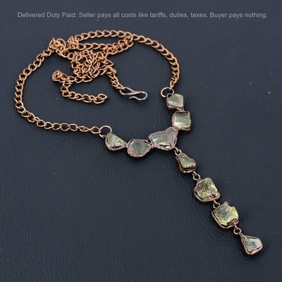 Copper Citrine Rough Stone Artisan Chain Electroformed Daughter Necklace Jewelry