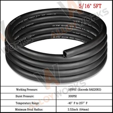 5FT 5/16" Heater Hose Coolant Radiator 100PSI SAE 20R3 Black