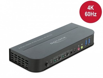 Delock 2x HDMI KVM Switch 4K 60 Hz mit USB 3.0 und Audio