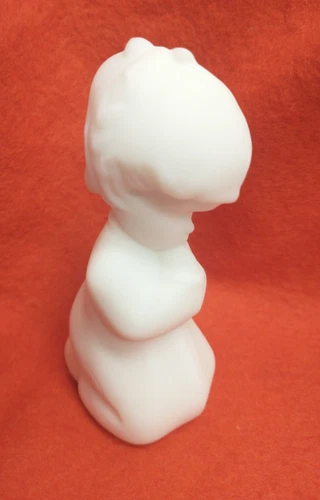 Vintage Fenton Milk Satin Glass Praying Girl Figurine