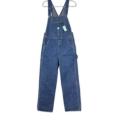 Vtg Wrangler Work Wear Denim Bib Overall Jean Carpenter 32x30 Button Fly USA