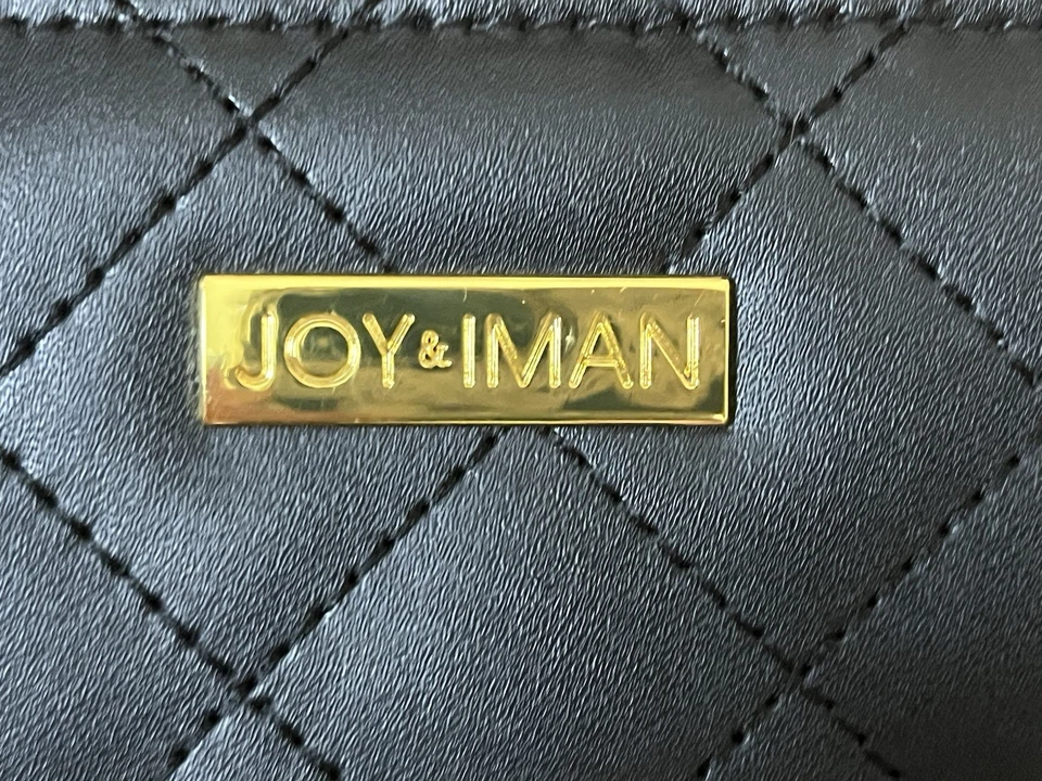 JOY & IMAN Cartera de Cuero Negra Doble Cremallera 5x8" 12 Ranuras para Tarjetas de Crédito Foto 3 de 4