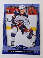 2024-25 O-Pee-Chee Hockey Blue Border #438 Kent Johnson Columbus Blue Jackets