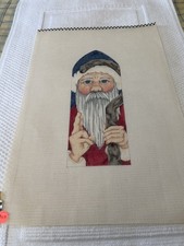 HP NEEDLEPOINT SANTA WITH BLUE EYES
