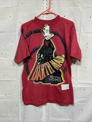 VTG NWT Star Wars Darth Maul Movie T-Shirt Red Old Clothes, Youth XL/Adult M