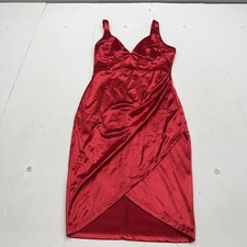 SheIn Dress Womens M Red Sweetheart Strappy Satin Bodycon Midi Party Cocktail