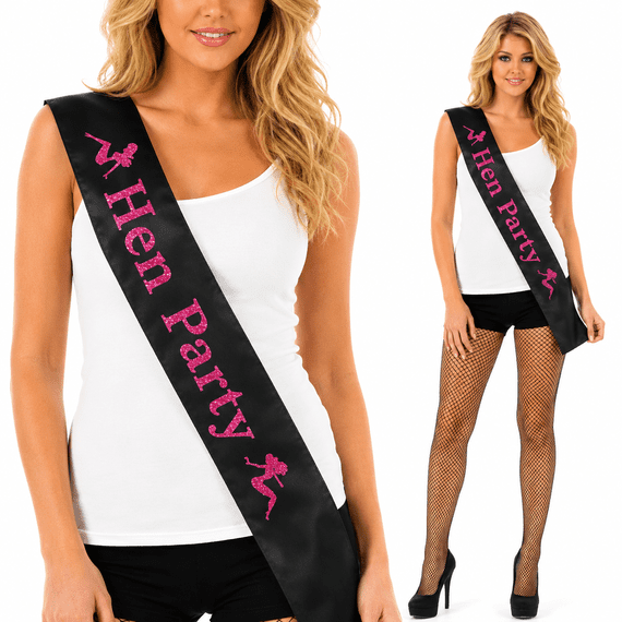 Hen Party Sash Black Pink Hen Night Bachelorette Bridal Shower Party Accessory