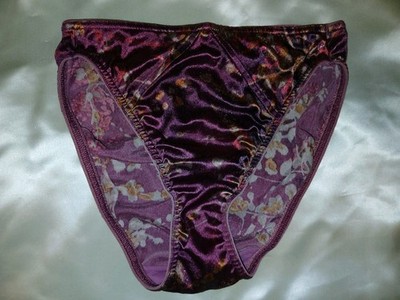 Vintage Victorias Secret Satin Floral Shiny Second Skin Hi-Cut Brief Panties S