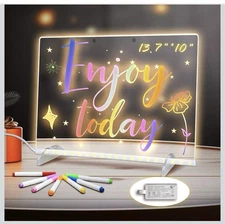 LED Note Board with Colors, 13.7"X10" 4 Modes &7 Colors Acrylic Dry Erase