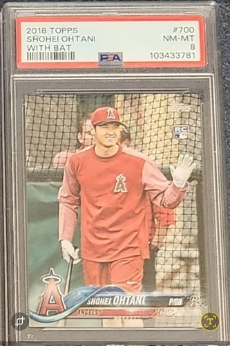 2018 Topps Series 2 Shohei Ohtani WITH BAT RC SP Photo Variation #700 PSA 8