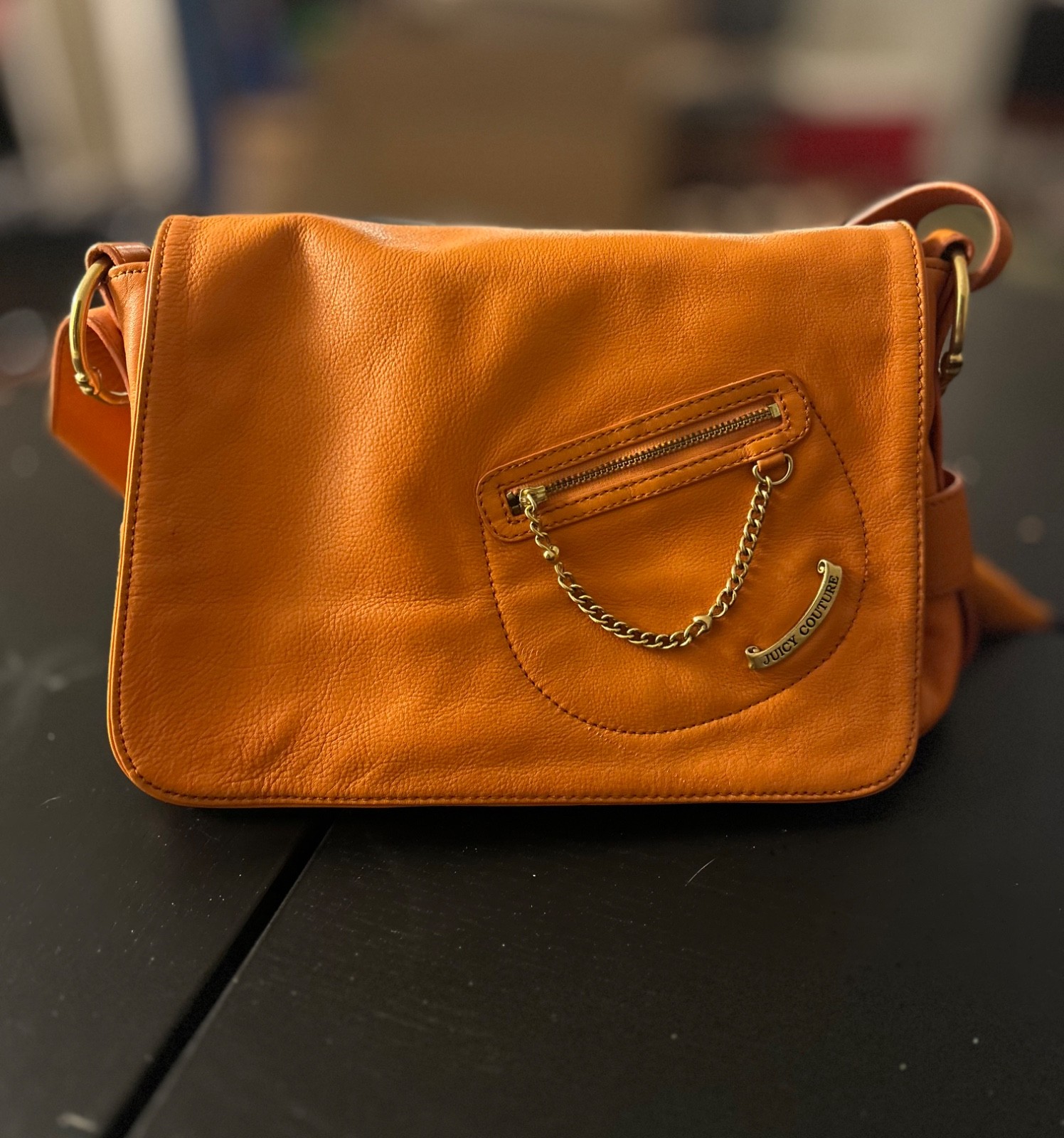 Juicy Couture Orange Leather Rectangular Shoulder… - image 1