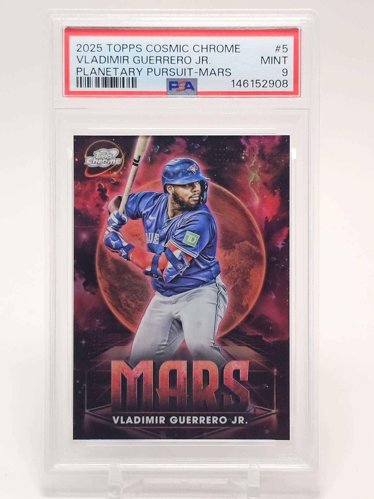 VLADIMIR GUERRERO JR 2025 TOPPS COSMIC CHROME PLANETARY PURSUIT MARS PSA 9 Q4856 view 1