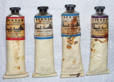 Lot of 4 Winsor Newton London Oil Paints 38ml Tube Assorted Colors Vintage Stock