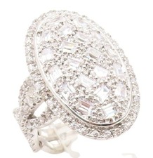 925 Sterling Silver Vintage Ring Multi Shape CZ Elegant Cluster Sz 7 RG35228