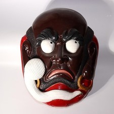 Japanische Vintage Pappmaché Daruma Maske Wandbehang Showa Volkskunst WO448