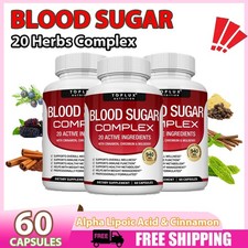 BLOOD SUGAR BLEND SUPPORT Alpha Lipoic Acid & Cinnamon 20 Herbs Complex 60CAPS