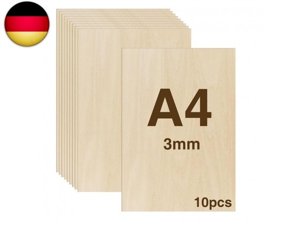 Wisyok 10Pcs Sperrholz 3Mm, Sperrholaplatte A4, Holz Platten, Holzplatten Zum-image