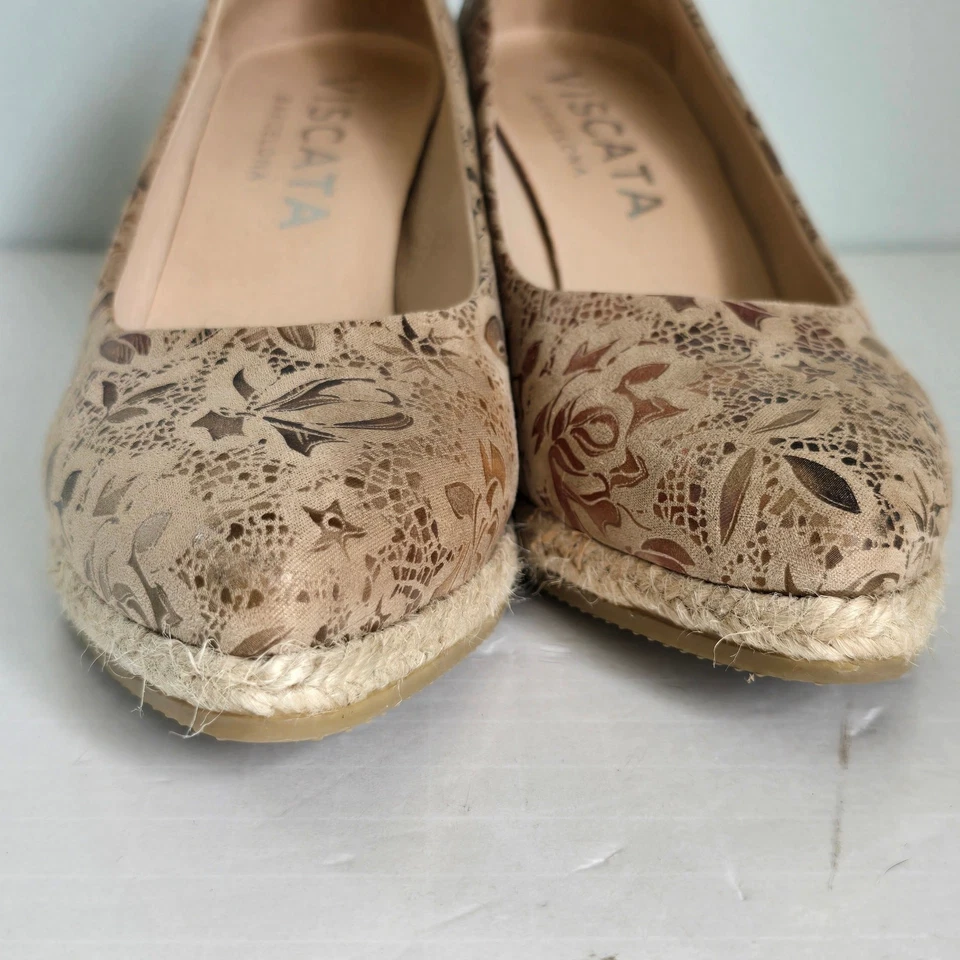 Zapatos alpargata de cuña Viscata Roses para mujer 6,5 floral jacquard lona carrera Foto 3 de 4