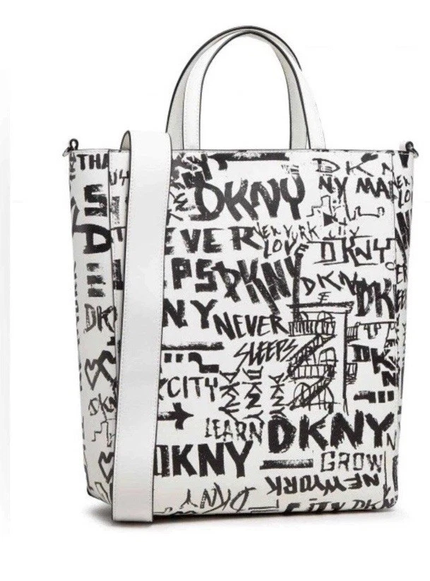 DKNY Tilly NS Blanco Graffiti Bolso Convertible Bolso de Hombro Bandolera Cartera Foto 2 de 4