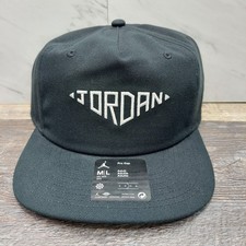Jordan Pro Nike Air Unstructured Flat Bill Size M/L Snapback Hat Black FZ2021