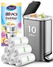 2.6 Gallon 80 Counts Strong Trash Bags Garbage 1 Count Pack of 80 , Clear