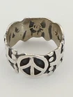 Vintage Sterling 925 Mexico eagle mark PEACE Wide Band ring 8, 4.6g