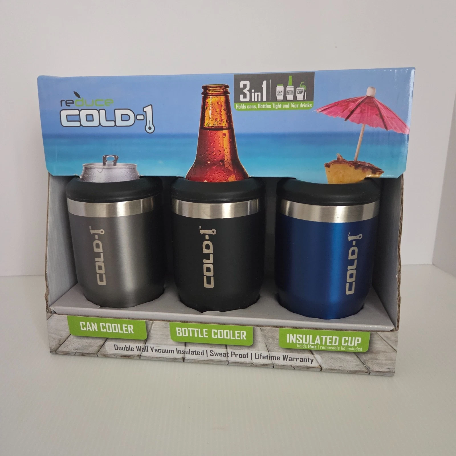 3-Pack REDUCE Cold-1 Stainless 3 in 1 Drink Cooler for Cans and Bottles 14oz Cup
Opens in a new wind
