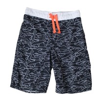 Old Navy Boys Shark Print Swim Trunks Black White Size L 10  12