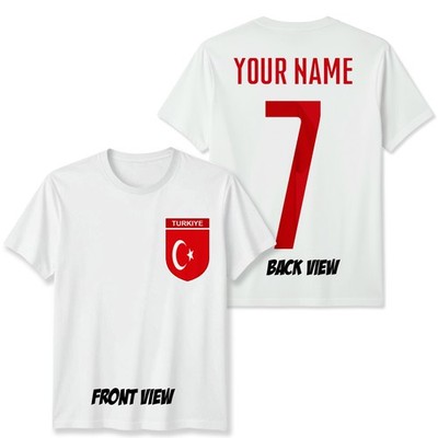 Personalisiertes T-Shirt Türkei Fußball Unisex Kinder Name Nummer Tee #WC