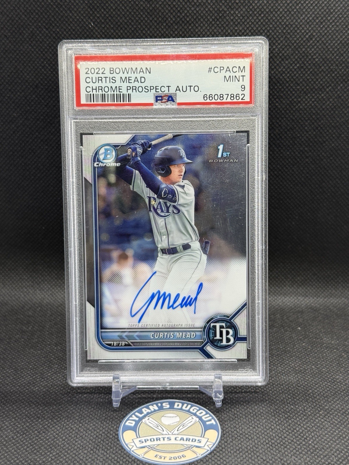 2022 Bowman Chrome Prospect Autographs Curtis Mead Auto #CPA-CM (AU, RC) PSA 9