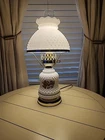Vintage Hobnail White Milk Glass Hurricane Table Lamp 18" Key Turn Switch