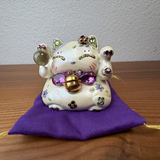 Lucky Cat Maneki Neko Kawaii Rhinestone Glitter Good Luck Charm Figuring