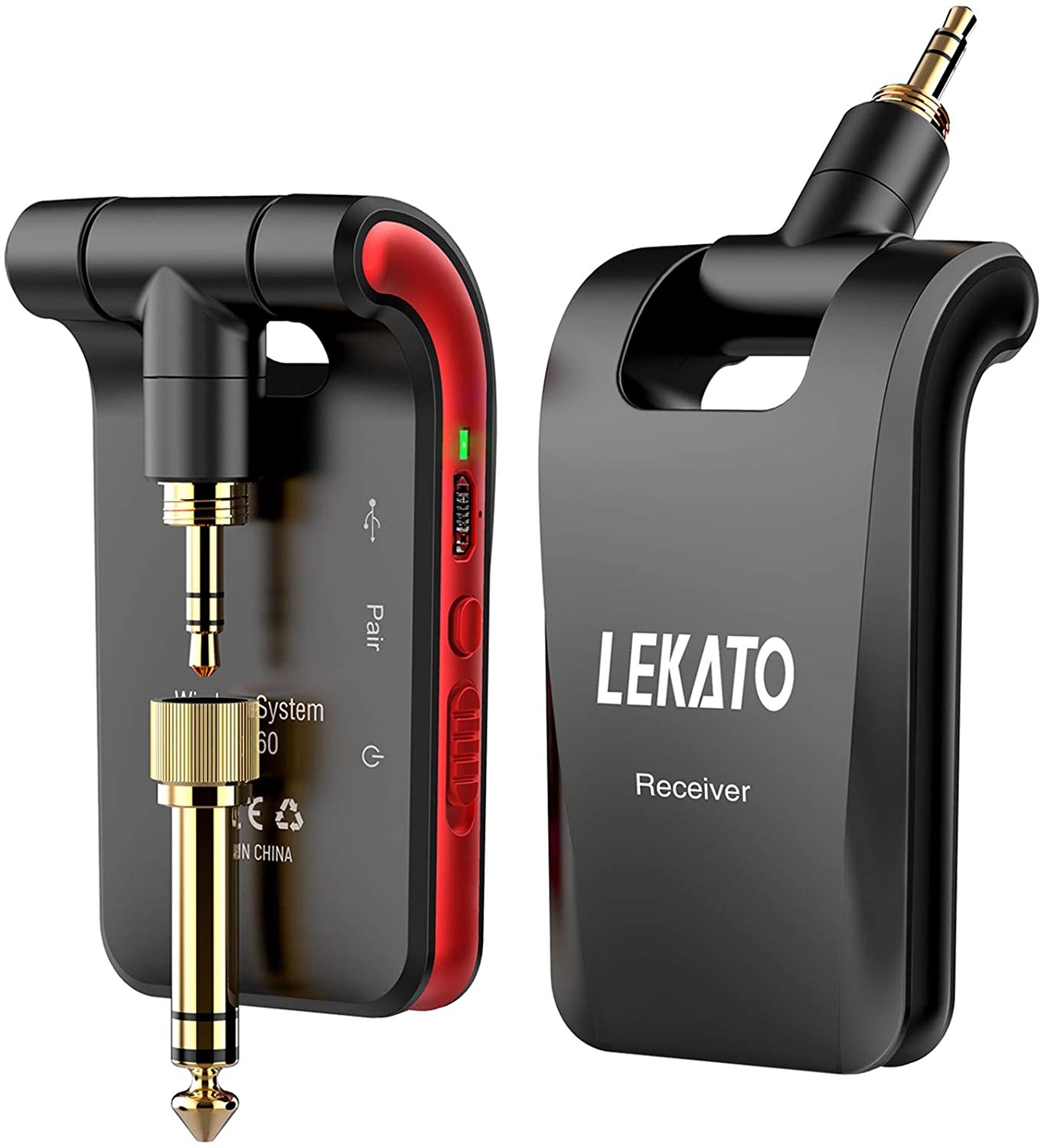 LEKATO 2.4Ghz 280&deg; Wireless Stereo Guitar Transmitter Receiver System Dual Track