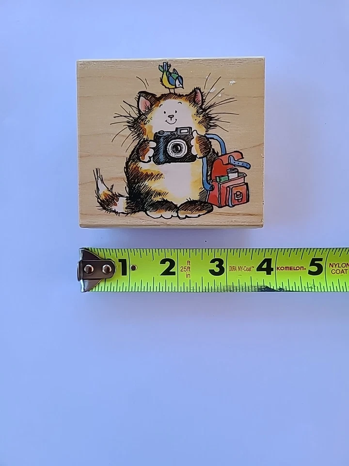 "Sello de goma negro Penny gato con cámara 3,5"" X 3,25""" Foto 3 de 4
