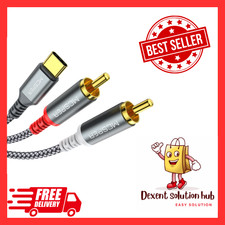 USB C to 2 RCA Audio Cable 6.6 Ft Type-C to RCA Male to Male Y RCA Splitter