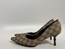 Vtg Gucci Brown Monogram Canvas Heels 36.5