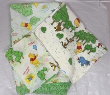 Vtg Sears Winnie Pooh Hundred Acre Woods Quilted Crib  Receiving Blanket Set