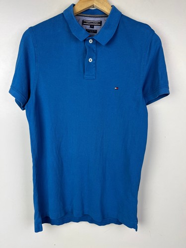 TOMMY HILFIGER POLO SHIRT Size M (fits like Small) Men's Slim Fit Blue - Picture 2 of 6