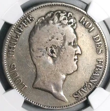 1830-A NGC F 12 France 5 Francs Missing I Raised Louis Philippe Coin (25111301C)