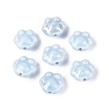 50pcs Cat Paw Beads Blue Porcelain Claw Print Loose Beads for Jewelry Bracelets