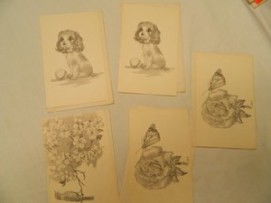 Vintage Ann Adams Cards Set Of 5 With envelopes