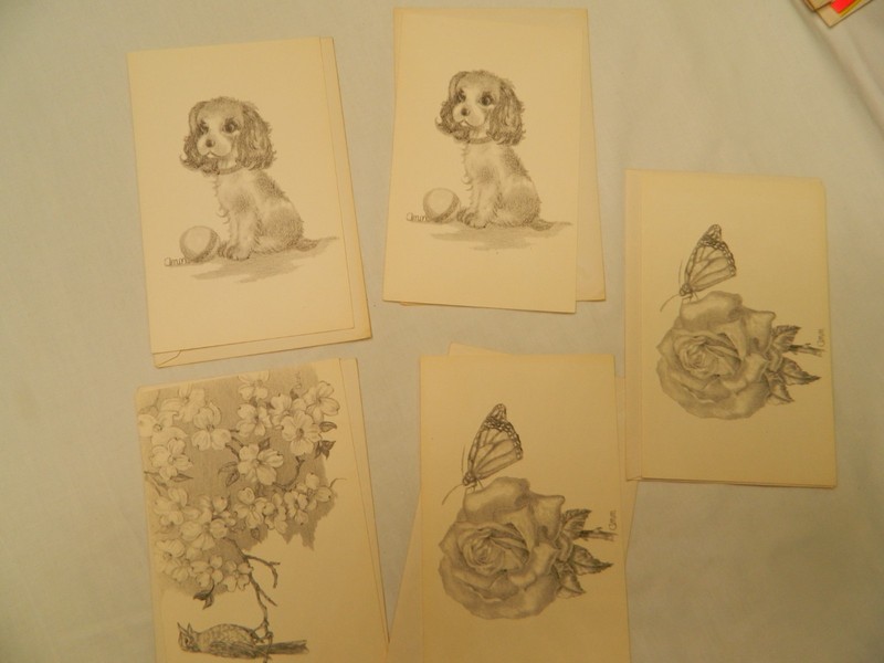 Vintage Ann Adams Cards Set Of 5 With envelopes