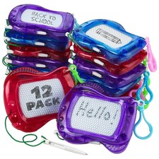 Mini Magnetic Drawing Board for Kids - Pack of 12 Backpack Keychain Clip Dr...