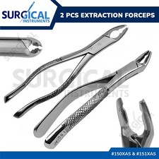 Set of 2 Dental Extracting Forceps 150XAS  151XAS - Surgical German Grade