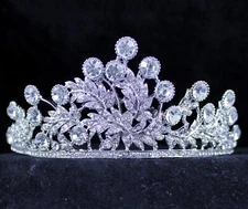 Floral Clear Austrian Crystal Rhinestone Tiara Hair Crown Prom Wed Bridal T782