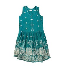 Women XS Anthropologie Maeve Pippa Green Eyelet Button Floral Swing Mini Dress