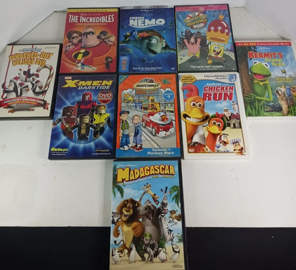 Children's/Kids DVDs Lot Of 9 Finding Nemo, The Incredibles, SpongeBob, Etc... Foto 2 de 4