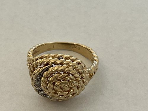 14k Yellow Gold .05ct Diamond Rope Style Ring MCM 4.9g - Bild 8 von 16